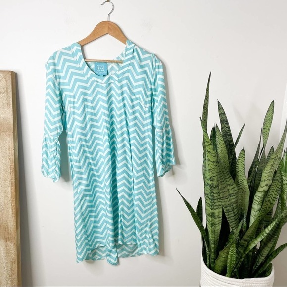Escapada Charleston Chevron Print 3/4 Sleeve Tunic Resort dress size S - Picture 1 of 7